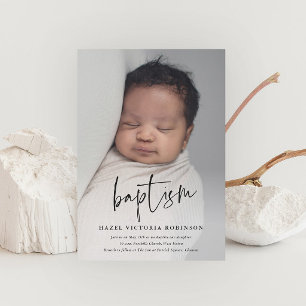 Modern Script Religious Baptism  Invitation