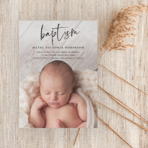 Modern Script Religious Baptism Invitation