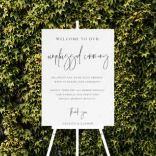 Modern Script Unplugged Ceremony Wedding Sign