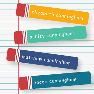 Modern Simple Cute Fun Playful Pencils Names Kids' Labels