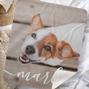 Modern Simple Playful Elegant Chic Pet Photo Sherpa Blanket