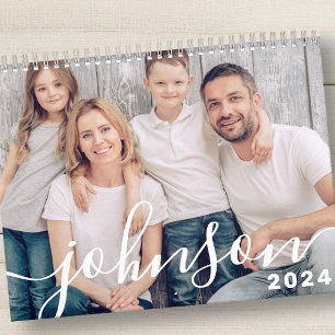 Modern Simple Playful Script Family Photos Calendar