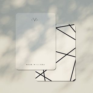 Modern Stylish Geometric Lines Monogram Stationery Note Card