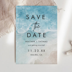 Modern Summer Ocean Beach  Wedding Save The Date