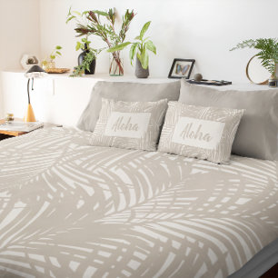 Modern Tropical Tan Palm Leaves Pattern Duvet Cover