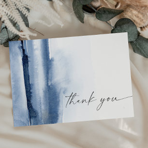 Modern Watercolor   Blue Thank You Card