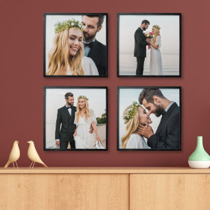 Modern Wedding Photo Collage Wall Peel And Stick Photo Tile