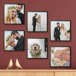 Modern Wedding Photo Collage Wall Peel And Stick Photo Tile