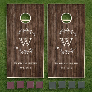 Monogram Backyard Wedding Reception Cornhole Set