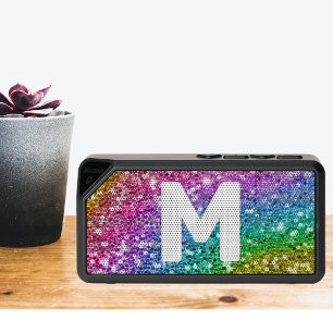 Monogram Glitter Personalized Rainbow  Bluetooth Speaker