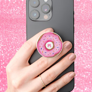 Monogram Pink Donut PopSocket