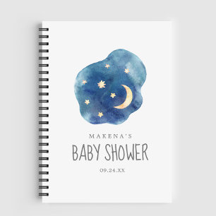 Moon and Stars Baby Shower Gift List Notebook