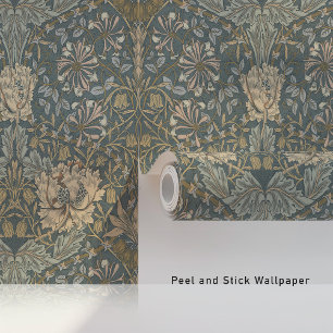 Muted Honeysuckle Pattern William Morris Style Wallpaper