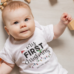 My first Christmas custom name Baby Bodysuit