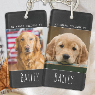 My Heart Belongs To - Dog Mom - Dog Pet Photo Keychain