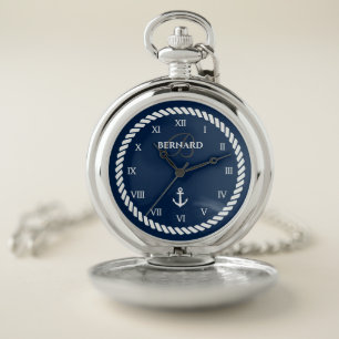 Nautical luxury pocket watch with custom name