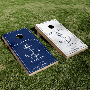 Nautical Navy Anchor Monogram Cornhole Set