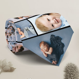 Newborn Father's Day Gift Family Photo Collage Neck Tie