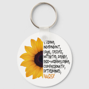 Nurse Definition Yellow Sunflower Essential Worker Keychain