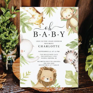 Oh Baby Jungle Baby Shower  Invitation