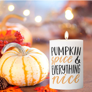 Orange & Black Pumpkin Spice Thanksgiving Quote Pillar Candle