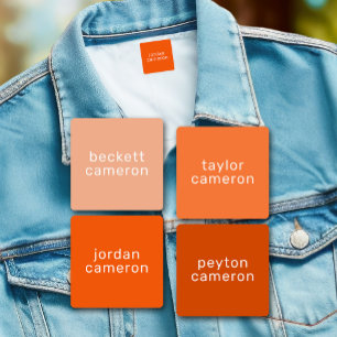 Orange Kids Name Iron On Clothing Labels