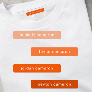 Orange Kids Name Iron On Clothing Labels