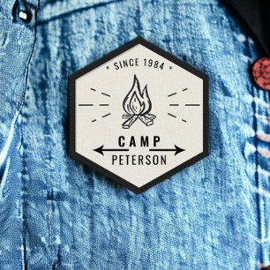 Outdoor campfire family name rustic camping patch