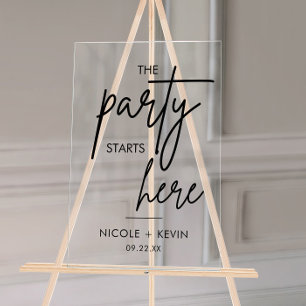 Party Starts Here Wedding Welcome Acrylic Sign