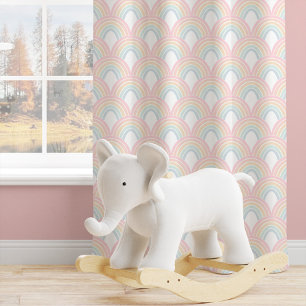 Pastel Scallop Rainbow Baby Girl Nursery Blackout Curtains