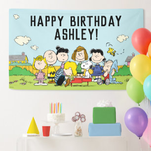 Peanuts   Charlie Brown and Gang Birthday Banner