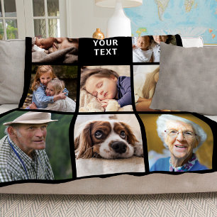 Personalized 11 Photo Collage Fleece Blanket