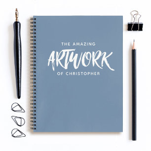 Personalized Blue Artist Sketchbook Notebook