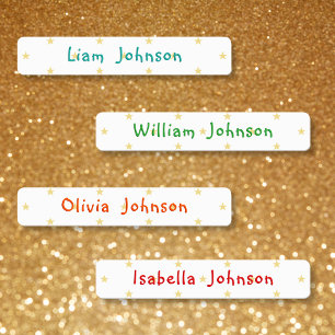 Personalized Childs Name Stars Waterproof Adhesive Kids' Labels