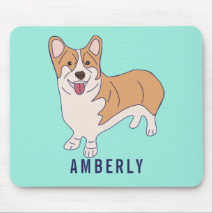 Personalized Corgi Dog Mint Green Mouse Pad