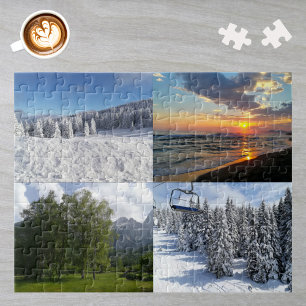 Personalized Custom Photo Collage with Four Photos Jigsaw Puzzle