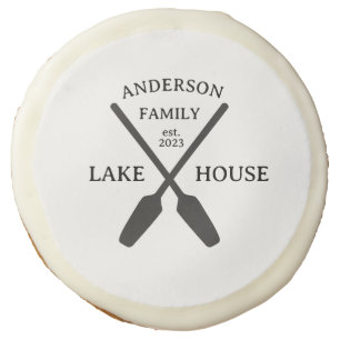 Personalized Family Name Lake House  Sugar Cookie