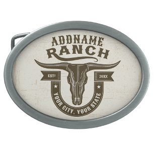 Personalized NAME Bull Steer Skull Western Ranch Belt Buckle