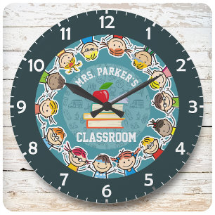 Personalized NAME School Kids Teacher Classroom Large Clock