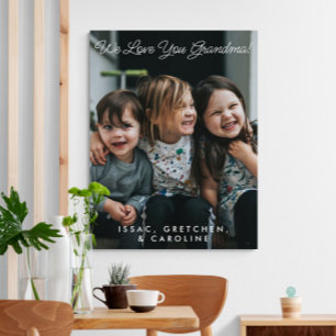 Personalized We Love You Grandma Photo Script Canvas Print