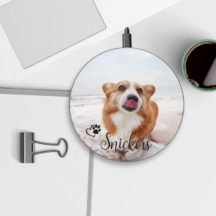 Photo Custom Dog Cat Pet Name Monogram Wireless Charger