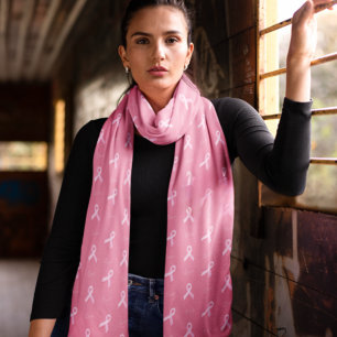 Pink Breast Cancer Awareness Pink Ribbon Pattern Scarf