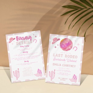 Pink Disco Cowgirl Last Rodeo Bachelorette Weekend Invitation