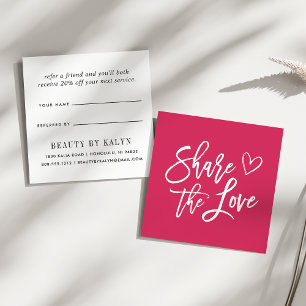 Pink   Share the Love Square Referral Card