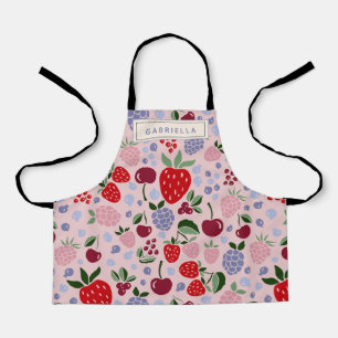 Pink Summer Fruit Berries Bridesmaid Personalized Apron