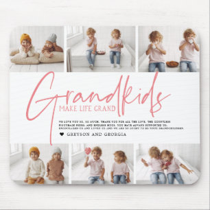 Pink Text   Grandkids Make Life Grand Photo Mouse Pad