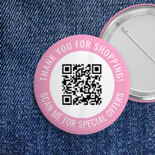 Pink Thank You & Scan Me Promotional QR Code Button