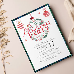 Plaid Christmas Party Rustic Campbell Tartan Invitation