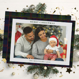 Plaid Rustic Family Photo Malcolm Tartan Christmas Holiday Card