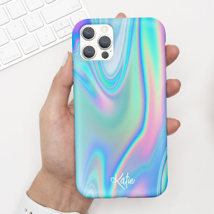 Pretty Modern Faux Iridescent w/ Name iPhone 11 Case